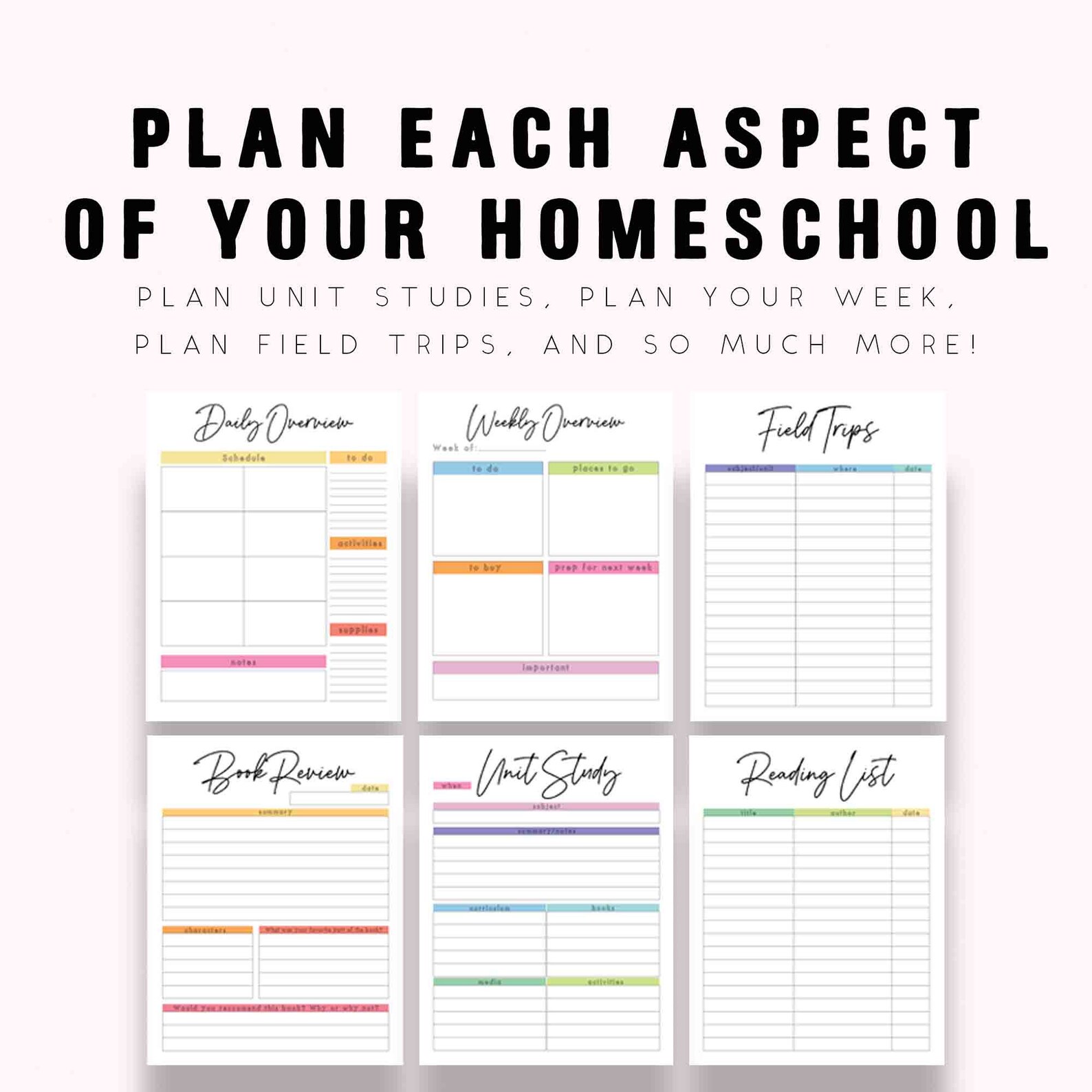 Homeschool Planner Complete Homeschool Planner Pack 27 pages Etsy