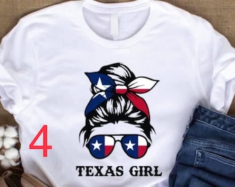 Texas Girl Messy Bun Transfer T-shirt