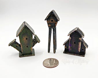 Miniature Rustic Birdhouse, Handmade Primitive Tiny Wood Bird Box