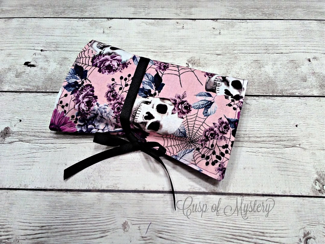 Skulls & Floral Pink Wrap Around Tarot Oracle Card Pouch Mat, Reading ...