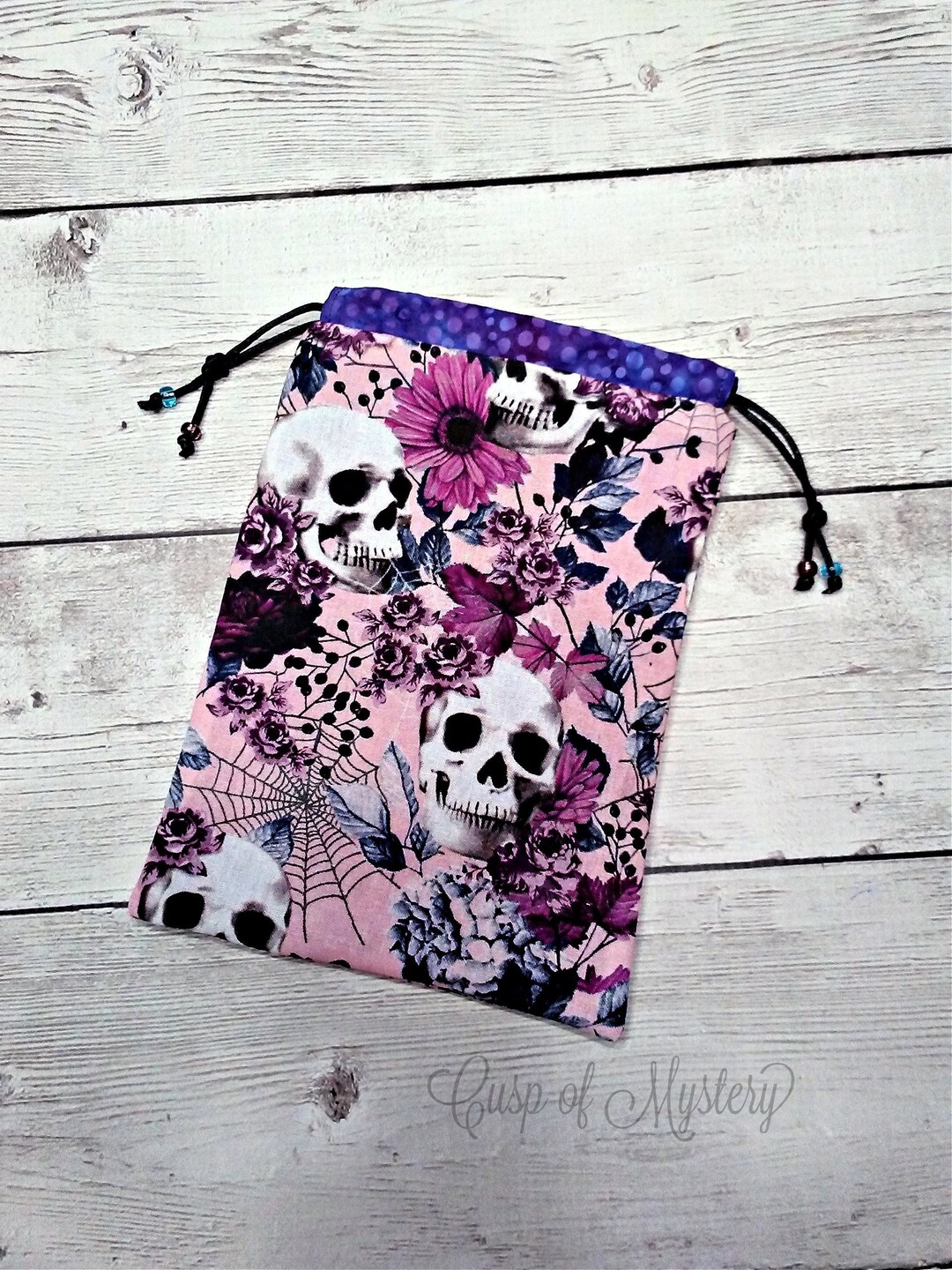 Skulls & Floral Pink Tarot Deck Bag, Drawstring Divination Pouch - Etsy