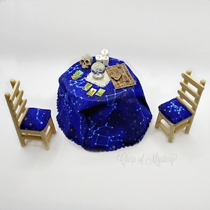 Dollhouse Fortune Teller Table, Color Changing Crystal Ball, Miniature Tarot Reading, 1:12 scale