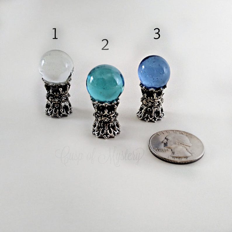 Miniature "Crystal Ball", Dollhouse Fortune Teller Tarot Accessory, 1:12 scale Haunted House Halloween Witch Divination Globe (choose color) image 2