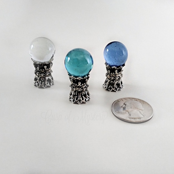 Miniature "Crystal Ball", Dollhouse Fortune Teller Tarot Accessory, 1:12 scale Haunted House Halloween Witch Divination Globe (choose color)