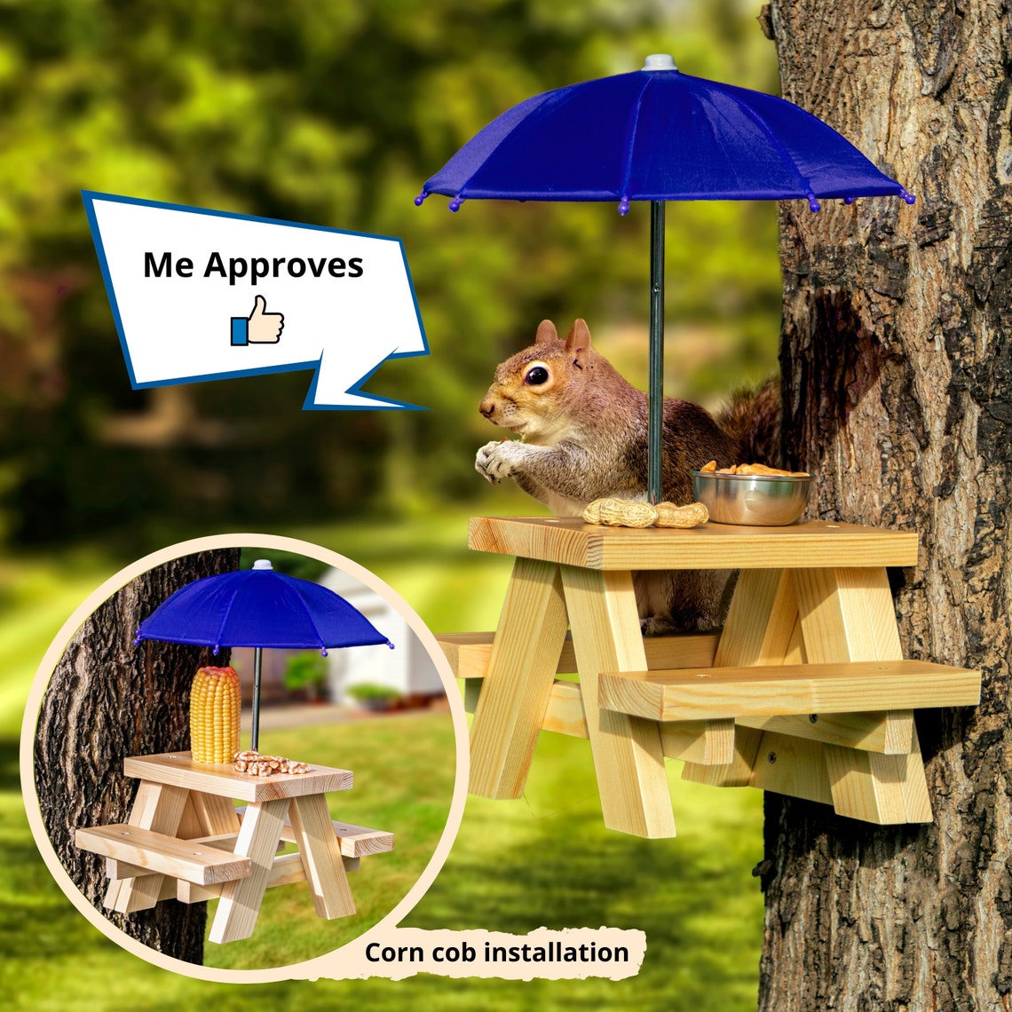 Squirrel Feeder Picnic Table with Umbrella and Corn Cob Holder Etsy