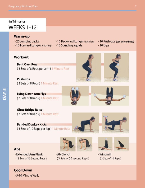Pregnancy Workout Plan PDF | Safe Prenatal Exercise Program Trimester ...