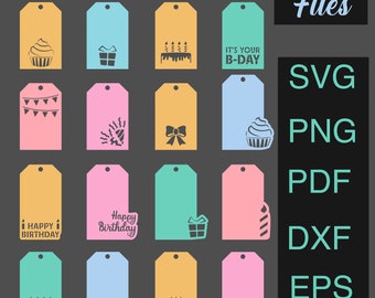 Birthday Gift Tags, SVG Label Bundle, Laser Cut Files (Digital Files)