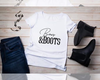 Bows and Boots SVG PNG, Western Coquette Shirt Design (Digital Download)