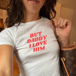 But Daddy I Love Him Baby Tee, Y2K Aesthetic Coquette Crop Top, Cute Baby Tee, Coquette Bow Tee, y2k baby tee, 90s baby tee, y2k clothing