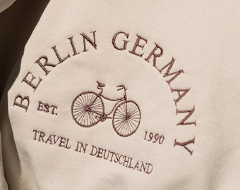 Embroidered Berlin Germany Crewneck: Vintage Travel Sweatshirt