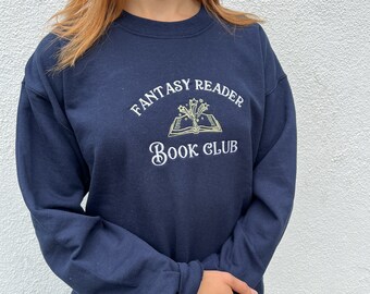 Embroidered Fantasy Reader Sweatshirt: Book Club Gift