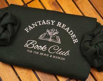 Embroidered Fantasy Reader Sweatshirt: Cozy Book Club Crewneck