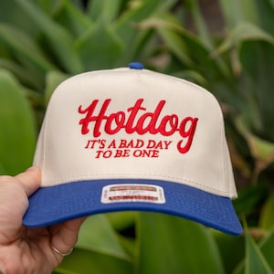 Bad Day To Be a Hot Dog Hat, Funny Trucker Hat, 4th of July Baseball Cap, Embroidered Snapback, Summer BBQ Hat, Trendy Patriotic Hat