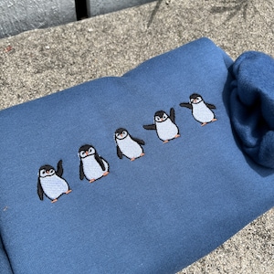 Embroidered Penguin Sweatshirt, Animal Crewneck, Embroidered Penguin Crewneck Animal Lover Sweater, Cute Penguins Crewneck, Fun Outfit