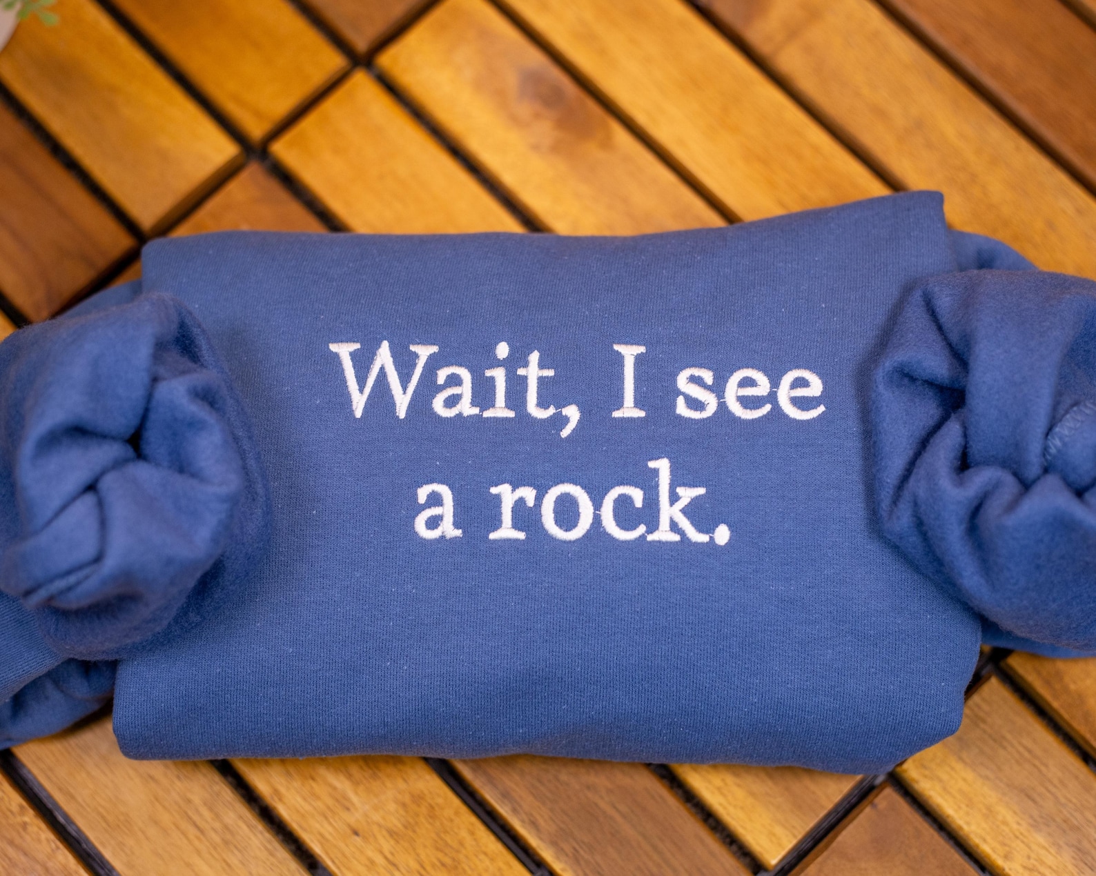 Wait I See A Rock Embroidered Crewneck Sweatshirt, Funny Geologist Gift ...