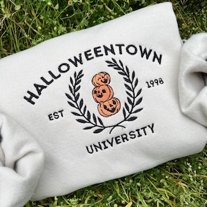 Halloweentown university embroidered Sweatshirt, Vintage Halloween Crewneck, Spooky gift, Funny Fall Sweatshirt, Halloween sweater