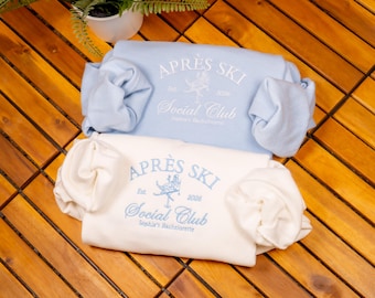 Apres Ski Bachelorette Embroidered Sweatshirt, Custom Winter Bachelorette Shirt, Ski Trip Bridal Party Sweater, Mountain Girls Trip