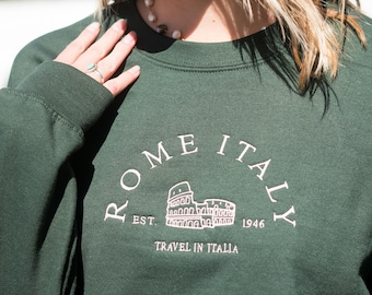 Rome Italy Embroidered Sweatshirt: Vintage Travel Crewneck