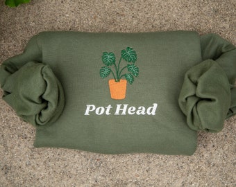 Moletom com gola redonda bordado com plantas: presente divertido para a mãe das plantas