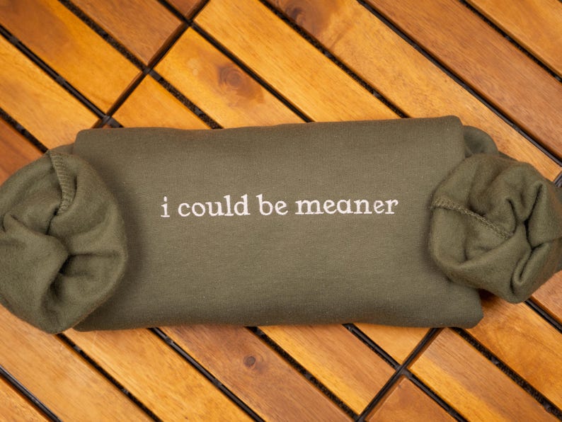 I Could Be Meaner Embroidered Sweatshirt, Spicy Attitude Crewneck, Funny Sarcastic Sweater, Confident Friend Gift, Sassy Parent Shirt image 1