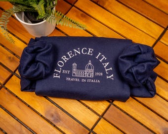 Florence Italy Embroidered Crewneck: Vintage Travel Sweatshirt