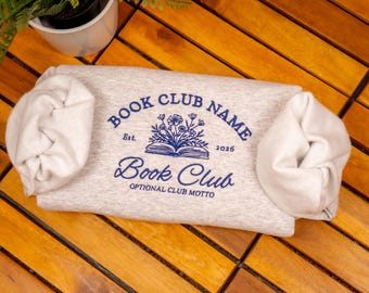Gesticktes Buchklub-Sweatshirt, benutzerdefinierte Buchklub-Rundhalsausschnitt, personalisiertes Lesergeschenk, Buchliebhaber-Shirt, Bücherwurm-Gruppenmerch
