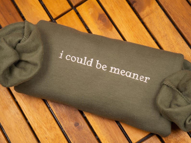 I Could Be Meaner Embroidered Sweatshirt, Spicy Attitude Crewneck, Funny Sarcastic Sweater, Confident Friend Gift, Sassy Parent Shirt image 4