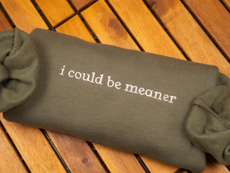 I Could Be Meaner Embroidered Sweatshirt, Spicy Attitude Crewneck, Funny Sarcastic Sweater, Confident Friend Gift, Sassy Parent Shirt image 3