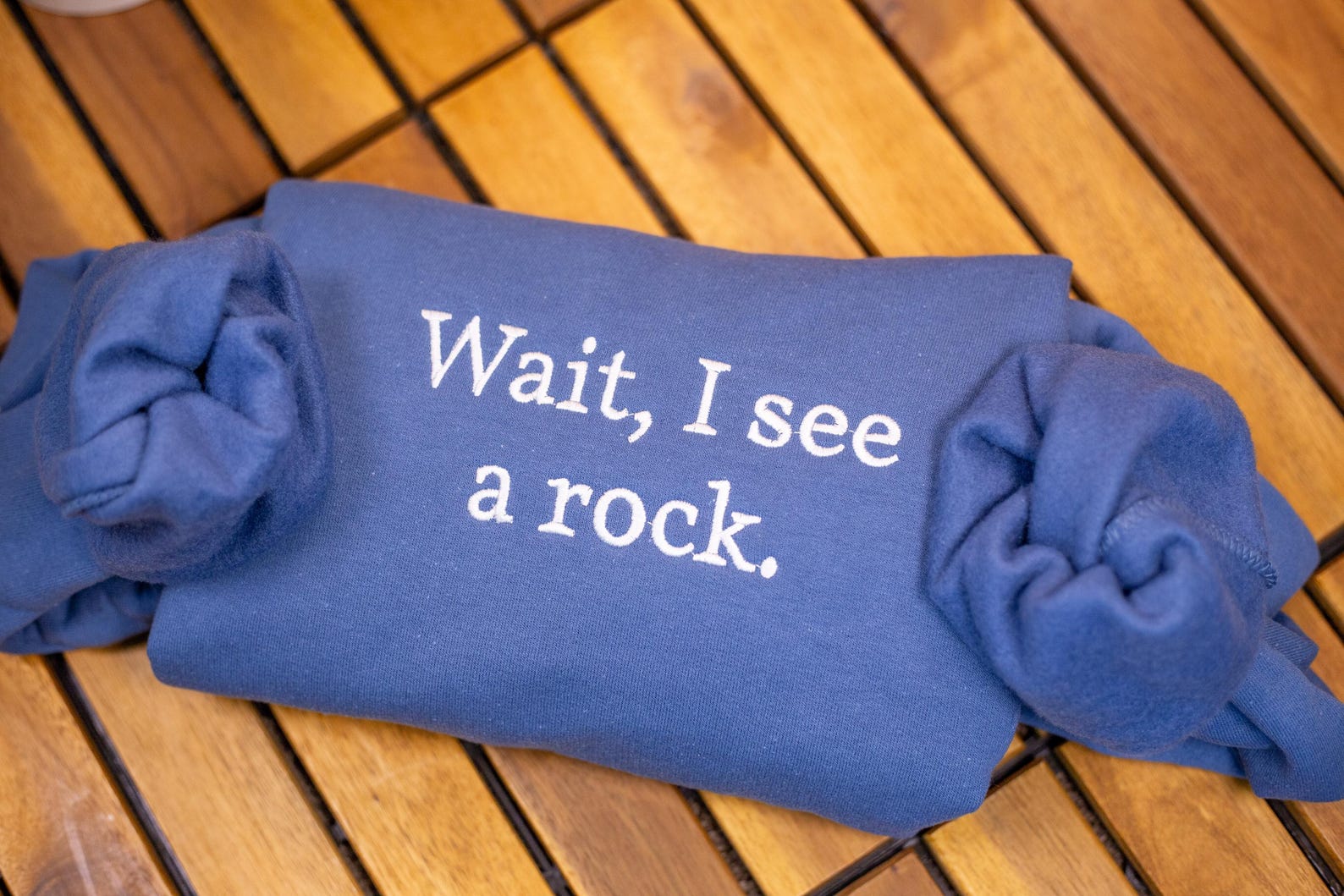 Wait I See A Rock Embroidered Crewneck Sweatshirt, Funny Geologist Gift ...