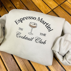 Embroidered Espresso Martini Sweatshirt: Custom Cocktail Club Apparel