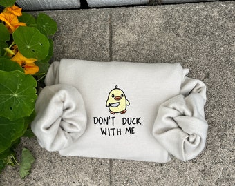 Embroidered Duck Sweatshirt: Funny Kawaii Crewneck Gift