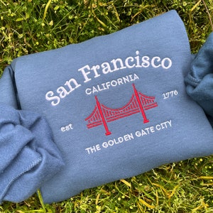 San Francisco Embroidered, Vintage California Crewneck, Golden Gate Sweatshirt, San Fransisco Gift