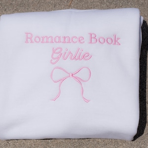 Embroidered Romance Book Sweatshirt: Coquette Book Lover Crewneck