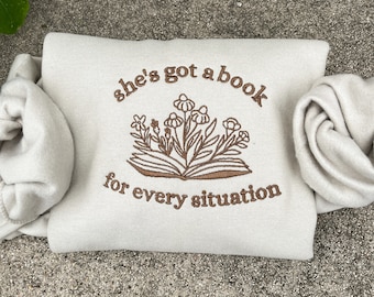 Embroidered Book Sweatshirt: Book Lover Gift, Booktok Merch