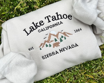 Lake Tahoe Embroidered Sweatshirt: Vintage California Crewneck