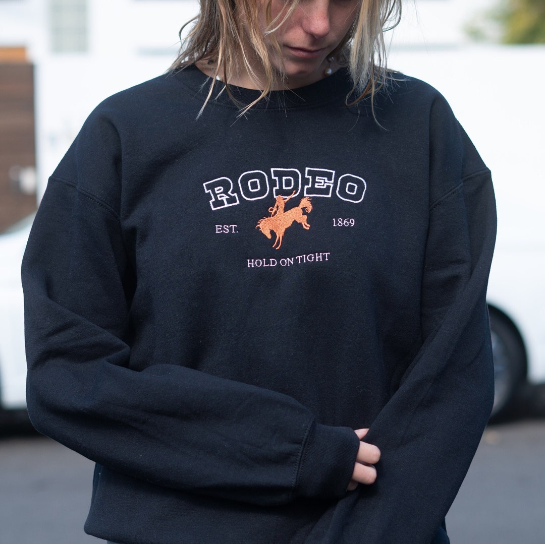 Western RODEO Embroidered Sweatshirt, Cowboy Crewneck for a True