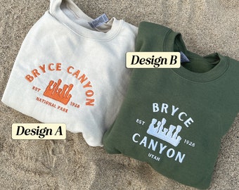 Bryce Canyon National Park-sweater met geborduurde ronde hals en ronde hals - National Park-sweater Travel Adventure