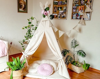 Teepee kids, teepee, gift, teepee tent for kids, childrens teepee, Peony flower decor, teepee home, tents baby, play tent, play teepee