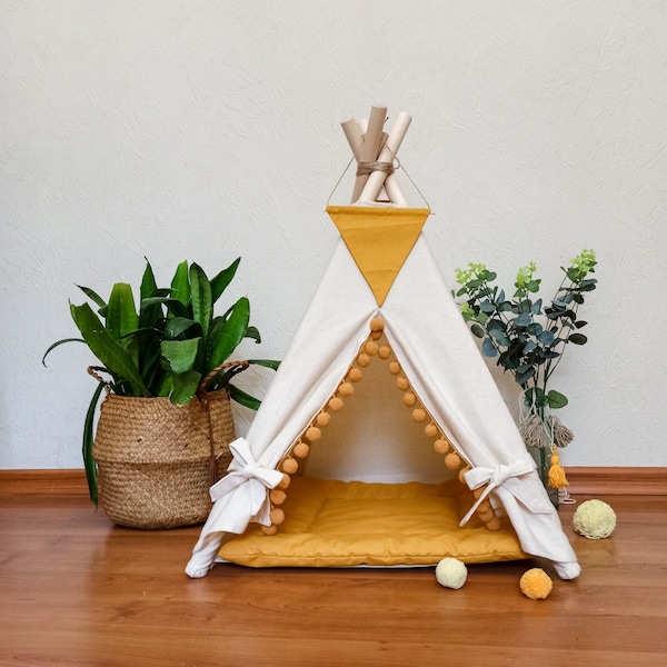 MINI teepee tent, teepee mini dog tent, small teepee, boho teepee, birthday photoshoot, toy size teepee, name embroidery, dog house, cat