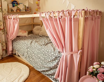 House bed canopy, Ikea Kura curtains, Kura bed curtains, bunk bed curtains, Curtains for house bed, Curtains for bed Montessori, Playhouses