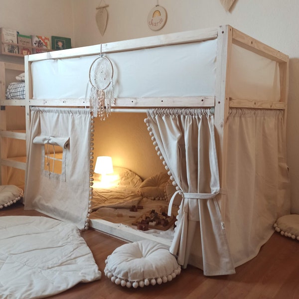 Gordijn Ikea kura, rideaux lit enfant ikea bed, kura accessoires bedgordijnen, kura bedtent, luifel, hemelbedgordijnen, hemelbedhuis