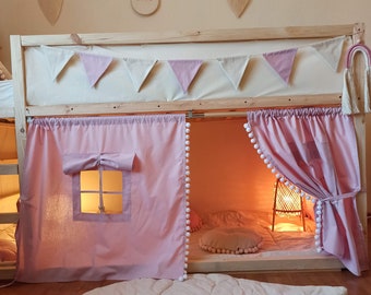 Curtain Ikea kura bed, low loft bed curtain, ikea kura bed, kura accessories, bed curtains tent, canopy bed house curtains, vorhang hochbett