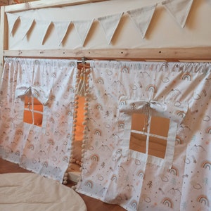 Curtain Ikea kura bed, low loft bed curtain, ikea kura bed, kura accessories, bed curtains tent, canopy bed house curtains, vorhang hochbett