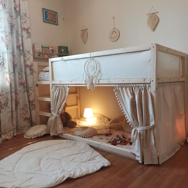 Curtain Ikea kura beige, rideaux lit enfant ikea bed, accessories bed curtains, kura bed tent, Canopy, canopy bed curtains, canopy bed house