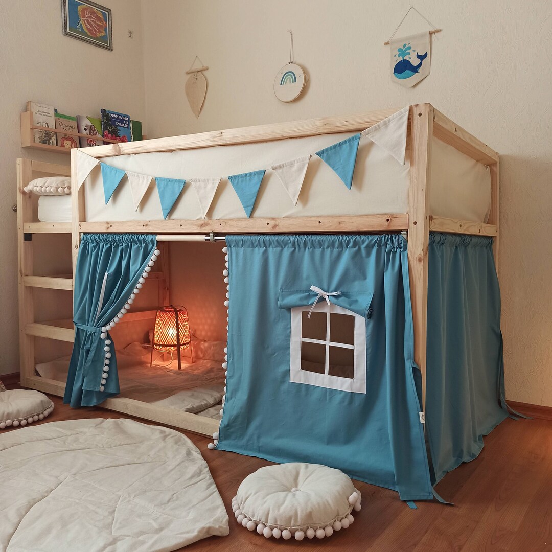 Curtain Ikea Kura Bed, Low Loft Bed Curtain, Ikea Kura Bed, Kura