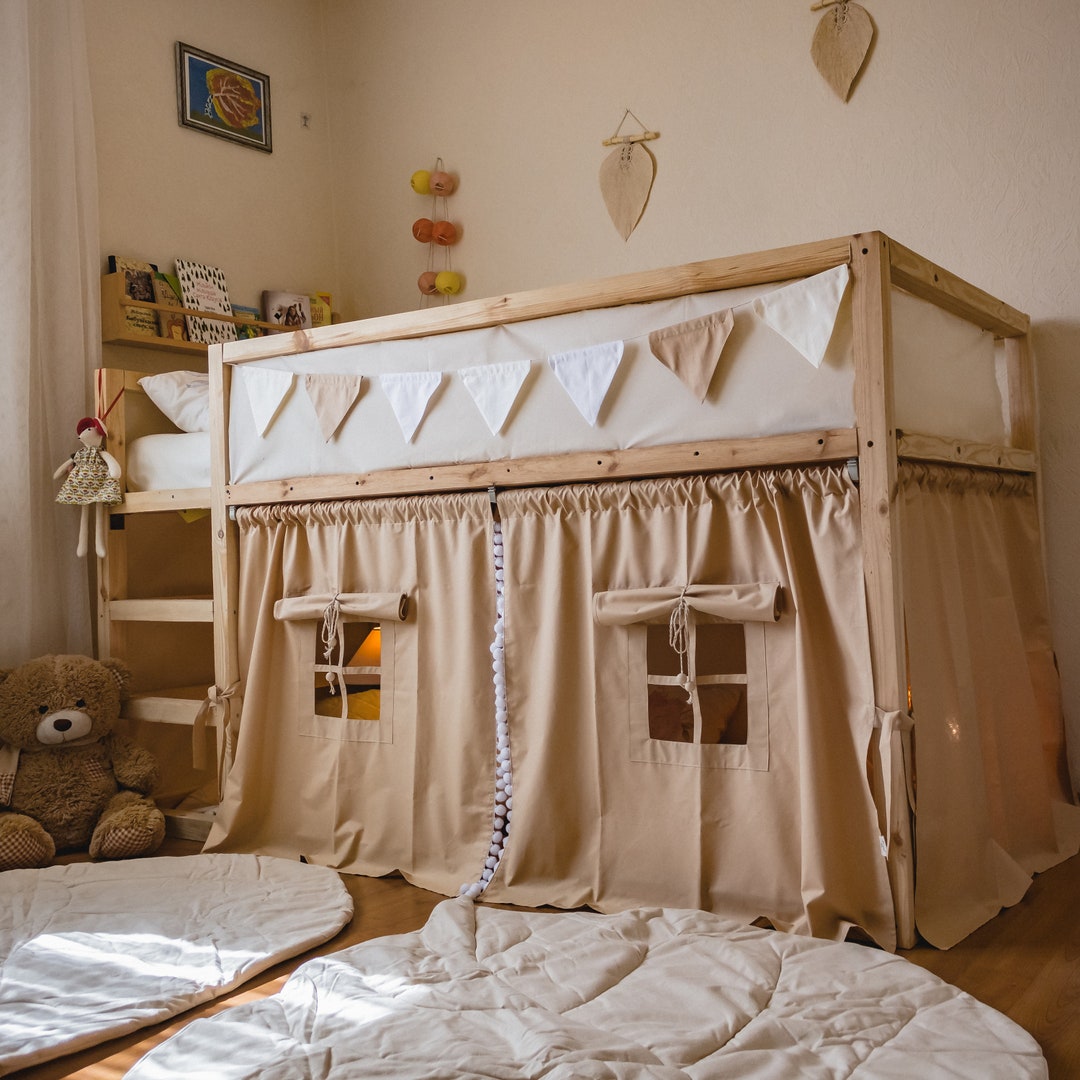 Curtain Ikea Kura Bed, Low Loft Bed Curtain, Ikea Kura Bed, Kura ...