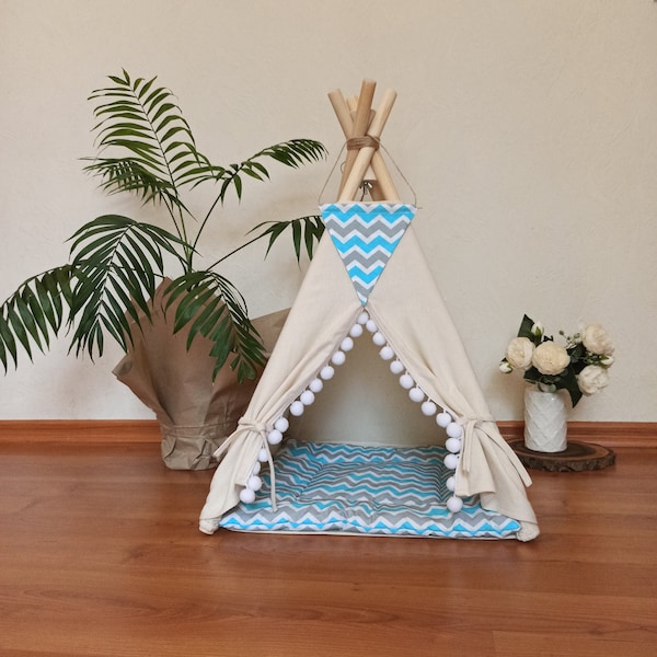 MINI teepee tent, tepee, mini dog tent, baby girl teepee, small tepee, boho dog birthday photoshoot, doll teepee, embroidered, dog house