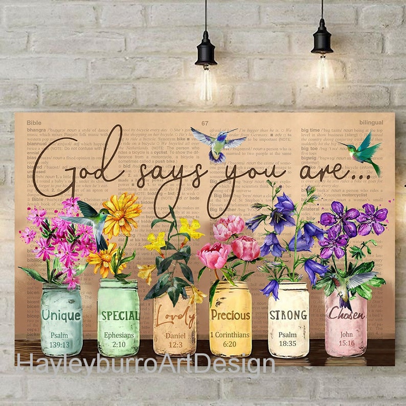 Hummingbird Canvas God Say You Are Flowers Horizontal Etsy