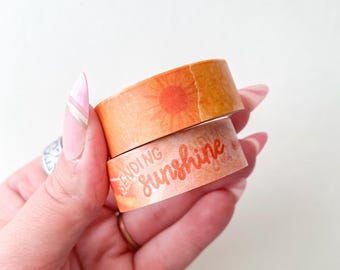 Sending Sunshine- Celebrate Collection | Washi Tape Rolls | Party + Birthday + Festive | Yellow Suns for Crafts, Journal, Scrapbook, Planner
