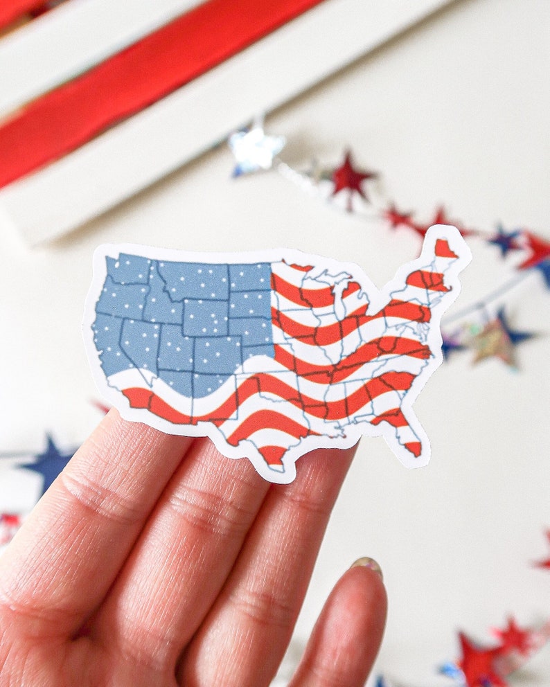 USA Flag | 4th of July | Independence Day America | High Quality Waterproof Vinyl Sticker | laptops, water bottles, mirrors, journal Bild 5